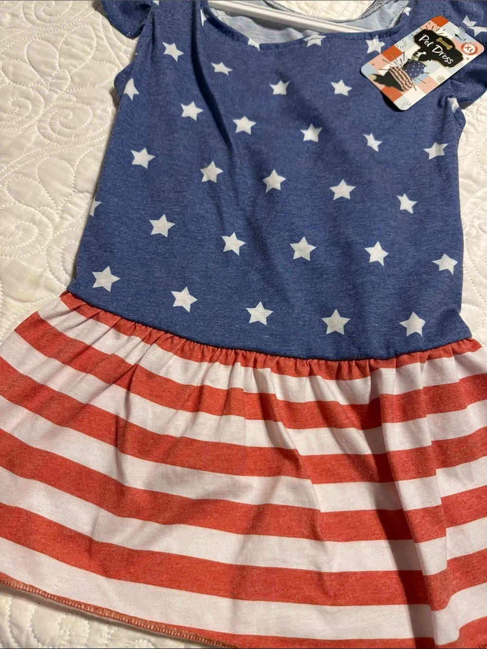 Pets Blue & Red Star Stripe Dress